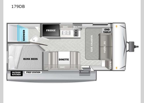 Floorplan - 2024 EVO Select 179DB Travel Trailer