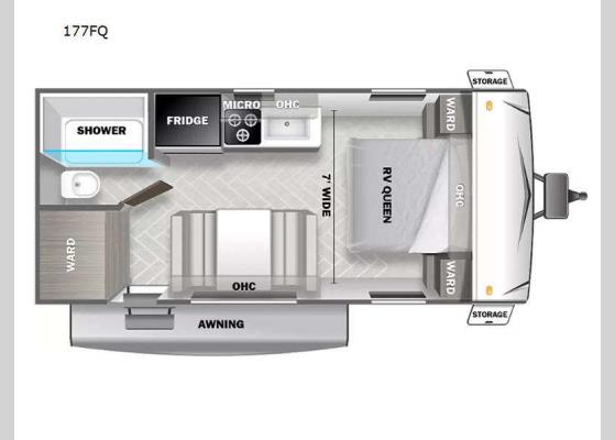 Floorplan - 2024 EVO Select 177FQ Travel Trailer