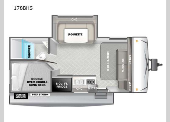 Floorplan - 2024 EVO Select 178BHS Travel Trailer