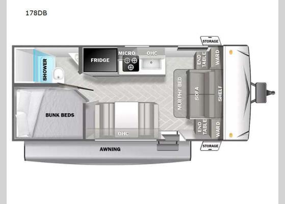 Floorplan - 2024 EVO Select 178DB Travel Trailer