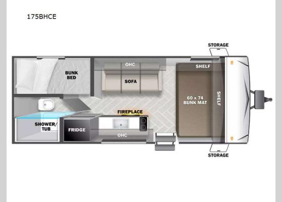 Floorplan - 2024 EVO Select 175BHCE Travel Trailer