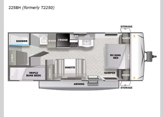 Floorplan - 2024 EVO Select 225BH Travel Trailer