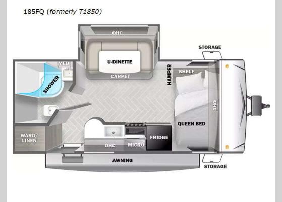 Floorplan - 2024 EVO Select 185FQ Travel Trailer