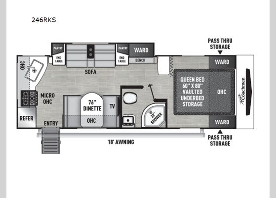 Floorplan - 2025 Freedom Express Ultra Lite 246RKS Travel Trailer