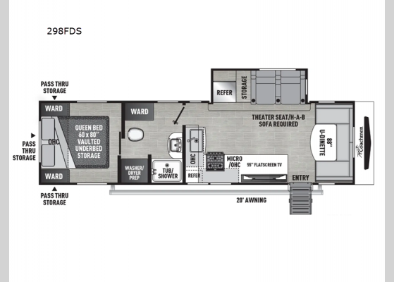 Floorplan - 2025 Freedom Express Ultra Lite 298FDS Travel Trailer