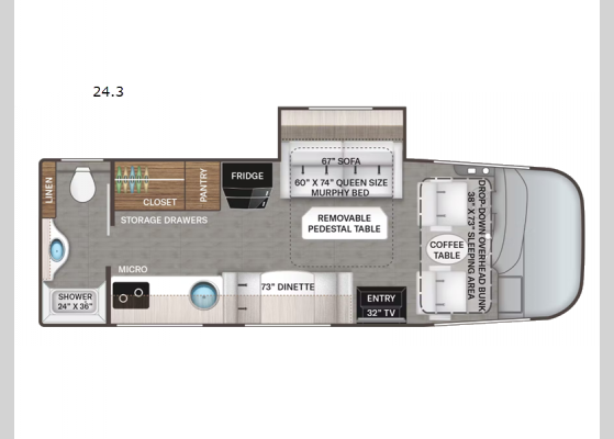 Floorplan - 2024 Axis 24.3 Motor Home Class A