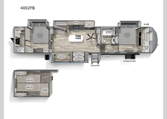 Floorplan - 2025 Sandpiper 4002FB Fifth Wheel