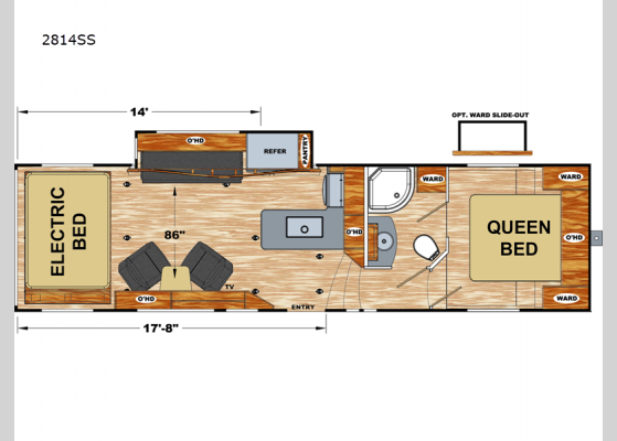 Floorplan - 2024 Attitude Wide Lite 2814SS Toy Hauler Fifth Wheel