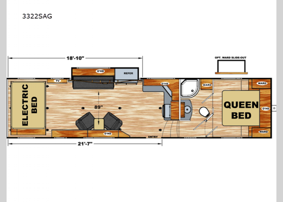 Floorplan - 2024 Attitude Wide Lite 3322SAG Toy Hauler Fifth Wheel