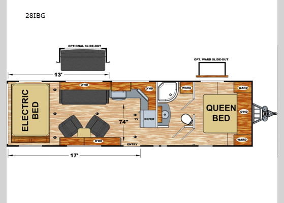 Floorplan - 2024 Attitude Wide Lite 28IBG Toy Hauler Travel Trailer