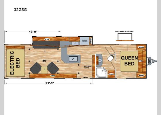 Floorplan - 2024 Attitude Wide Lite 32GSG Toy Hauler Travel Trailer