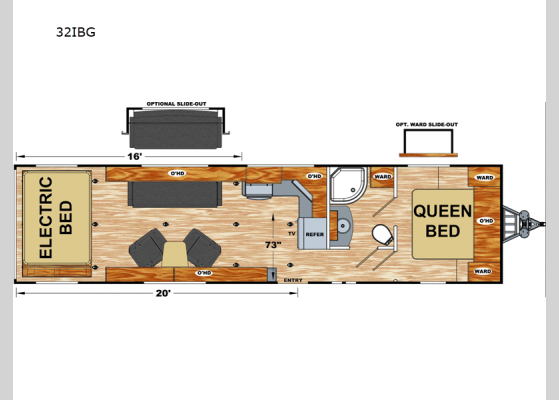 Floorplan - 2024 Attitude Wide Lite 32IBG Toy Hauler Travel Trailer