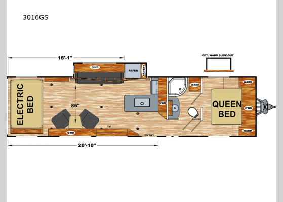 Floorplan - 2024 Attitude Wide Lite 3016GS Toy Hauler Travel Trailer