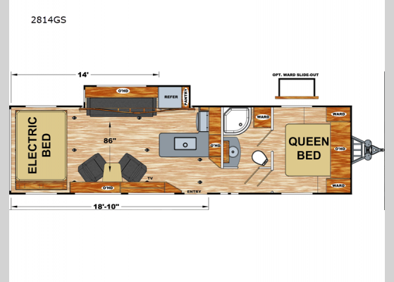 Floorplan - 2024 Attitude Wide Lite 2814GS Toy Hauler Travel Trailer