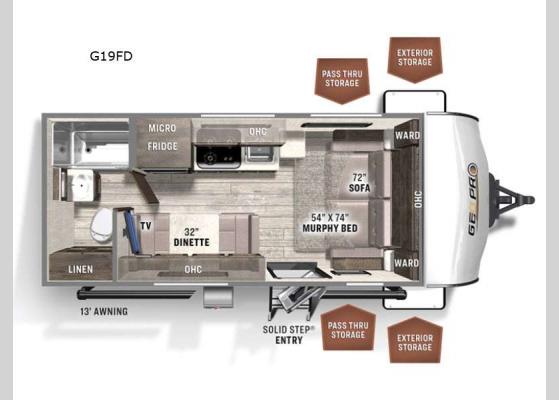 Floorplan - 2023 Rockwood GEO Pro G19FD Travel Trailer