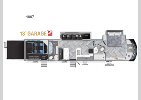 Floorplan - 2024 Cyclone 4007 Toy Hauler Fifth Wheel