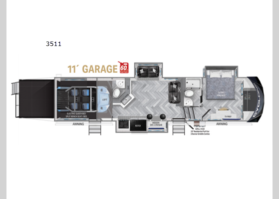 Floorplan - 2024 Cyclone 3511 Toy Hauler Fifth Wheel