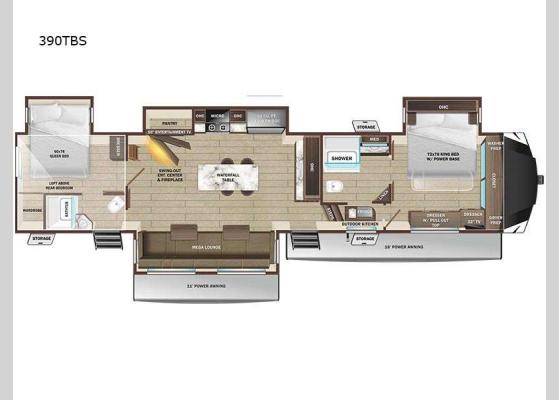 Floorplan - 2025 Open Range 3X 390TBS Fifth Wheel