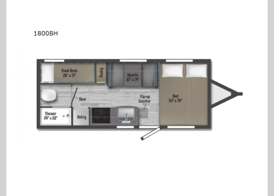 Floorplan - 2023 Micro Minnie 1800BH Travel Trailer