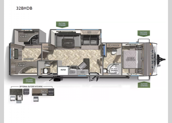 Floorplan - 2024 Puma 32BHDB Travel Trailer