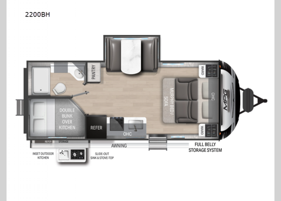 Floorplan - 2024 MPG 2200BH Travel Trailer