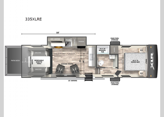 Floorplan - 2024 XLR Micro Boost 335XLRE Toy Hauler Fifth Wheel