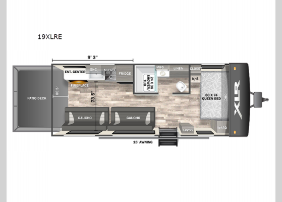 Floorplan - 2024 XLR Micro Boost 19XLRE Toy Hauler Travel Trailer