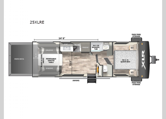 Floorplan - 2024 XLR Micro Boost 25XLRE Toy Hauler Travel Trailer