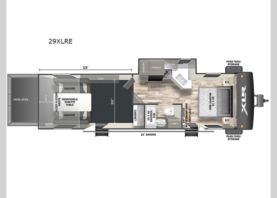 Floorplan - 2024 XLR Micro Boost 29XLRE Toy Hauler Travel Trailer