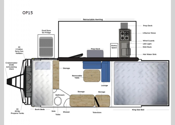 Floorplan - 2025 OPUS OP15 Travel Trailer