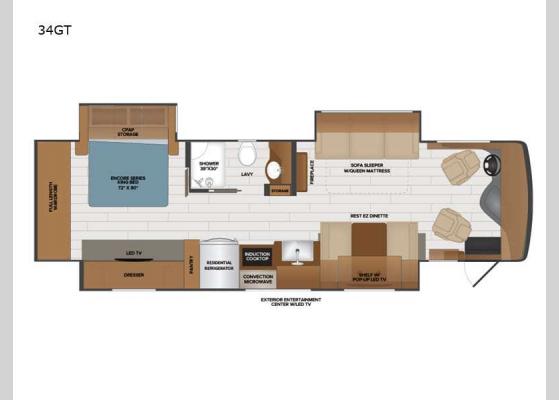 Floorplan - 2025 Frontier 34GT Motor Home Class A - Diesel