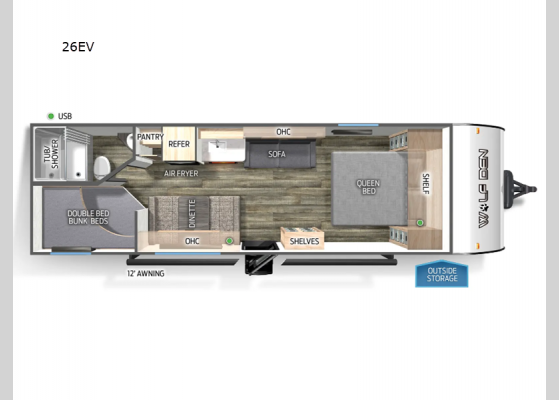 Floorplan - 2025 Cherokee Wolf Den 26EV Travel Trailer