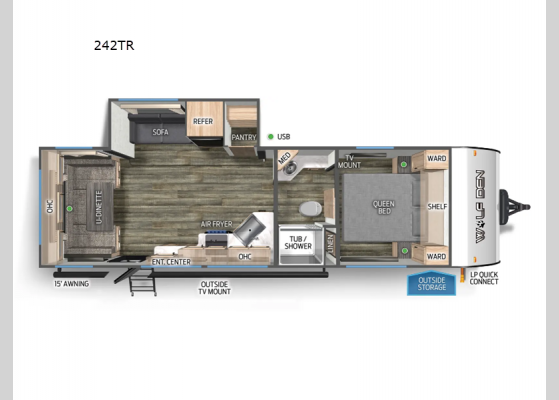 Floorplan - 2025 Cherokee Wolf Den 242TR Travel Trailer