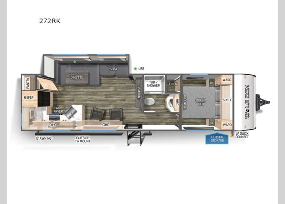 Floorplan - 2025 Cherokee Wolf Den 272RK Travel Trailer