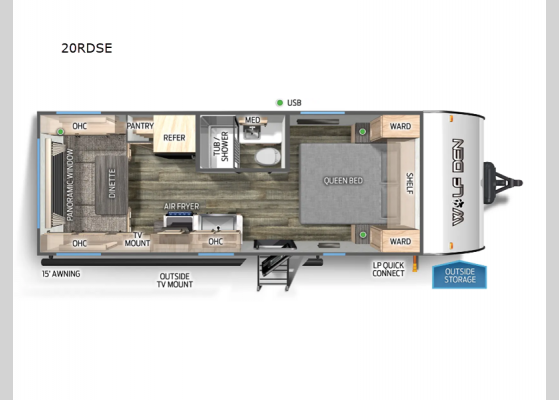 Floorplan - 2025 Cherokee Wolf Den 20RDSE Travel Trailer