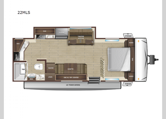 Floorplan - 2025 Open Range Conventional 22MLS Travel Trailer