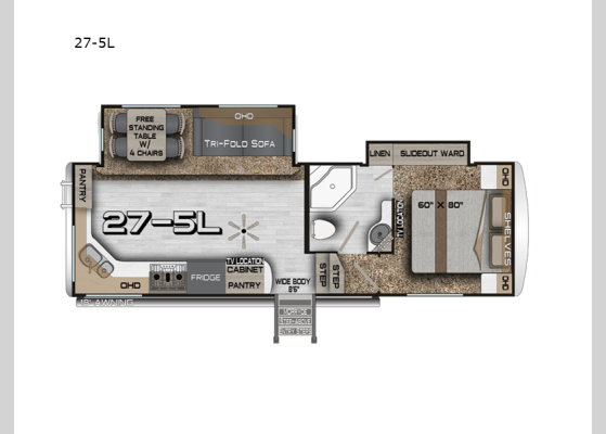 Floorplan - 2026 Arctic Fox Grande Ronde 27-5L Fifth Wheel
