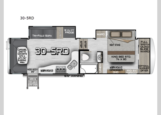 Floorplan - 2026 Arctic Fox Grande Ronde 30-5RD Fifth Wheel
