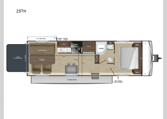 Floorplan - 2025 Open Range Conventional 25TH Toy Hauler Travel Trailer