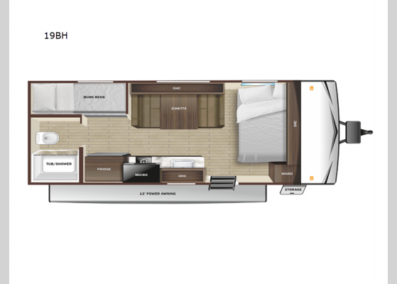 Floorplan - 2025 Open Range Conventional 19BH Travel Trailer