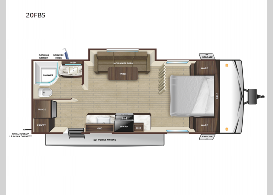 Floorplan - 2025 Open Range Conventional 20FBS Travel Trailer