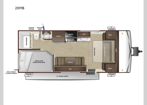 Floorplan - 2025 Open Range Conventional 20MB Travel Trailer