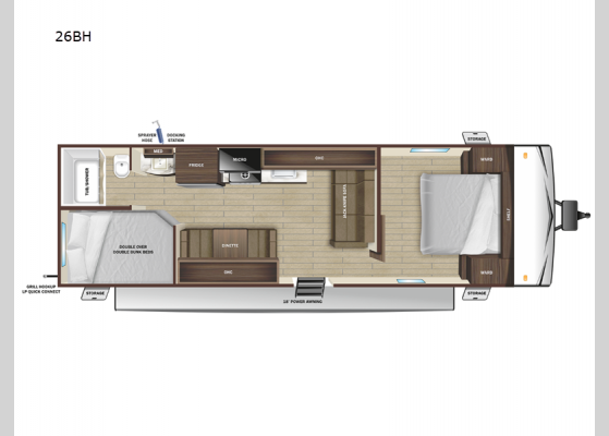 Floorplan - 2025 Open Range Conventional 26BH Travel Trailer