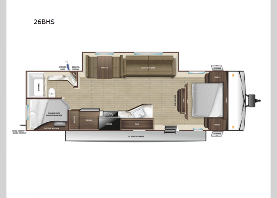 Floorplan - 2025 Open Range Conventional 26BHS Travel Trailer