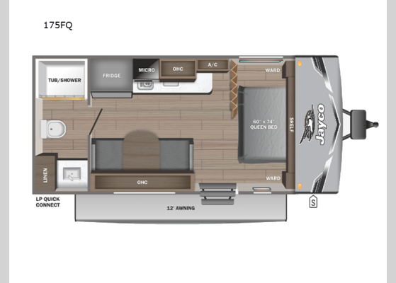 Floorplan - 2025 Jay Flight SLX 175FQ Travel Trailer