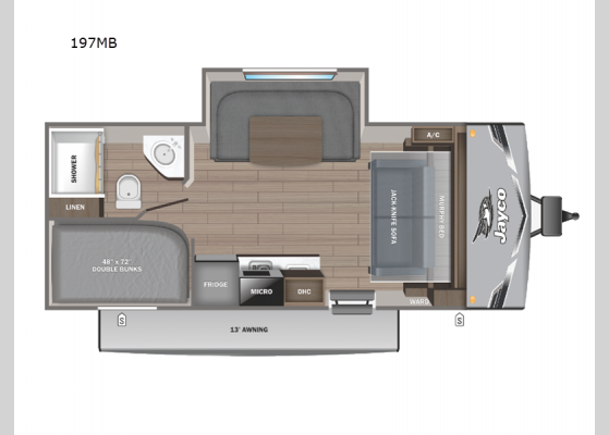 Floorplan - 2025 Jay Flight SLX 197MB Travel Trailer