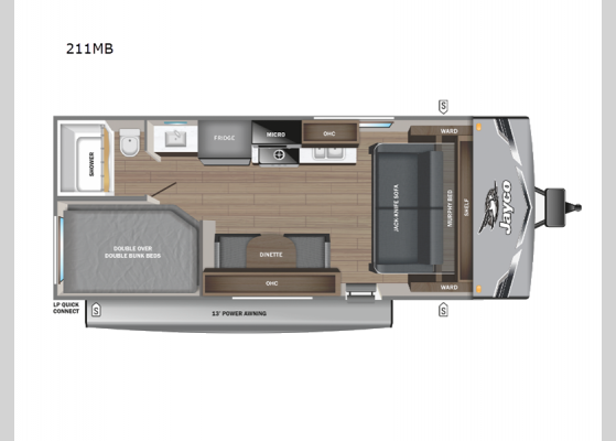 Floorplan - 2025 Jay Flight SLX 211MB Travel Trailer