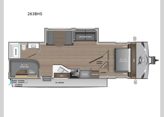 Floorplan - 2025 Jay Flight SLX 263BHS Travel Trailer