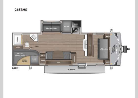 Floorplan - 2025 Jay Flight SLX 265BHS Travel Trailer