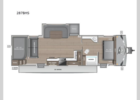 Floorplan - 2025 Jay Flight SLX 287BHS Travel Trailer